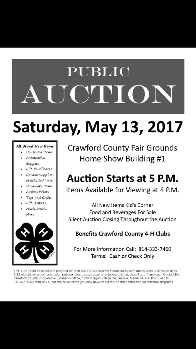 Crawford County 4-H to hold annual FUNd for YOUth auction