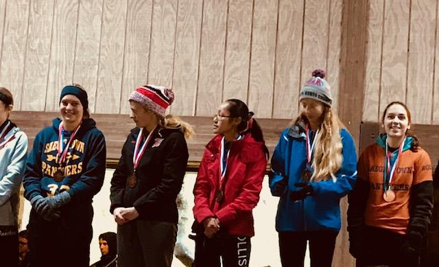 Beka McClymonds, left, placed ninth at districts while Maddie Mondi placed twelfth.