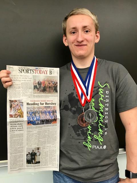 Saegertown junior Ben Crowl won two medals at the District 10 swimming championships on March 2-3. 
